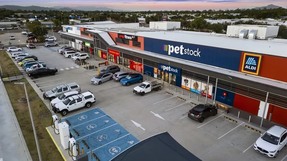 Row of retail shopfronts in a Queensland shopping precinct